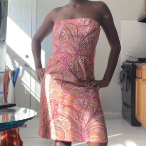 J. Crew Pink and Orange Paisley Dress